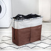 Brown/Taupe Dual Compartment Laundry Hamper