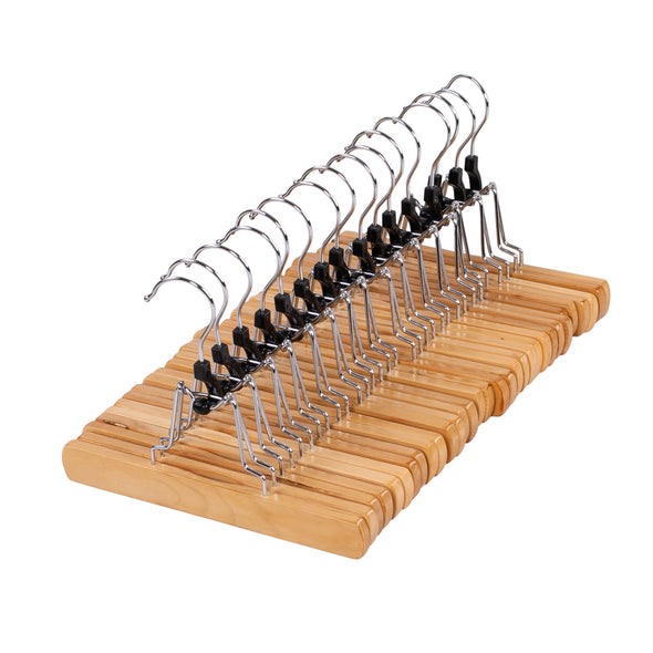 Maple Finish Wood Pant Clamp Hangers (16-Pack)