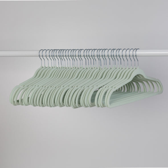 Light Green Slim-Profile Non-Slip Velvet Hangers