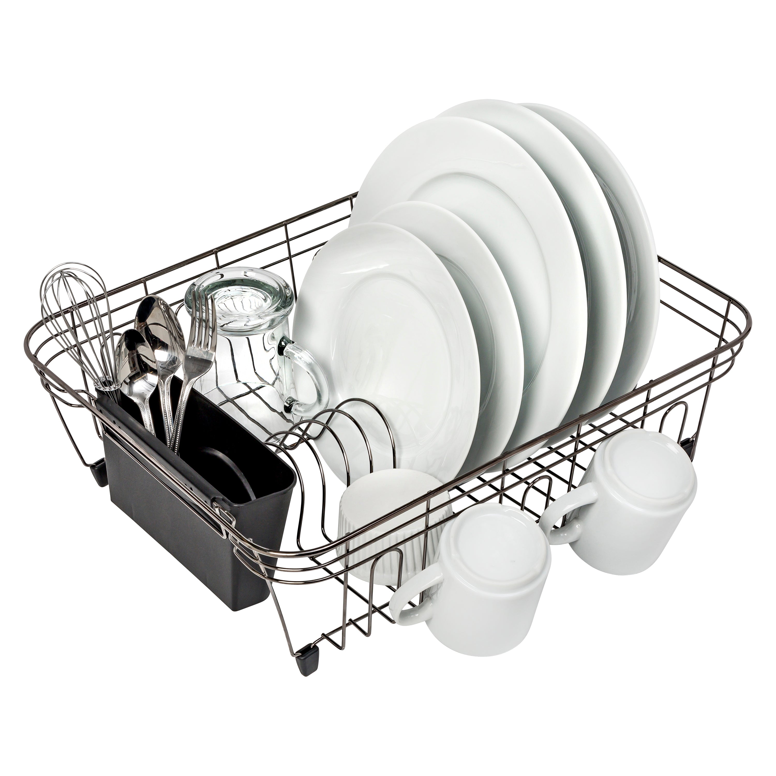Matte Black Coated Metal Wire Kitchen Dish Drying Rack, Dinner