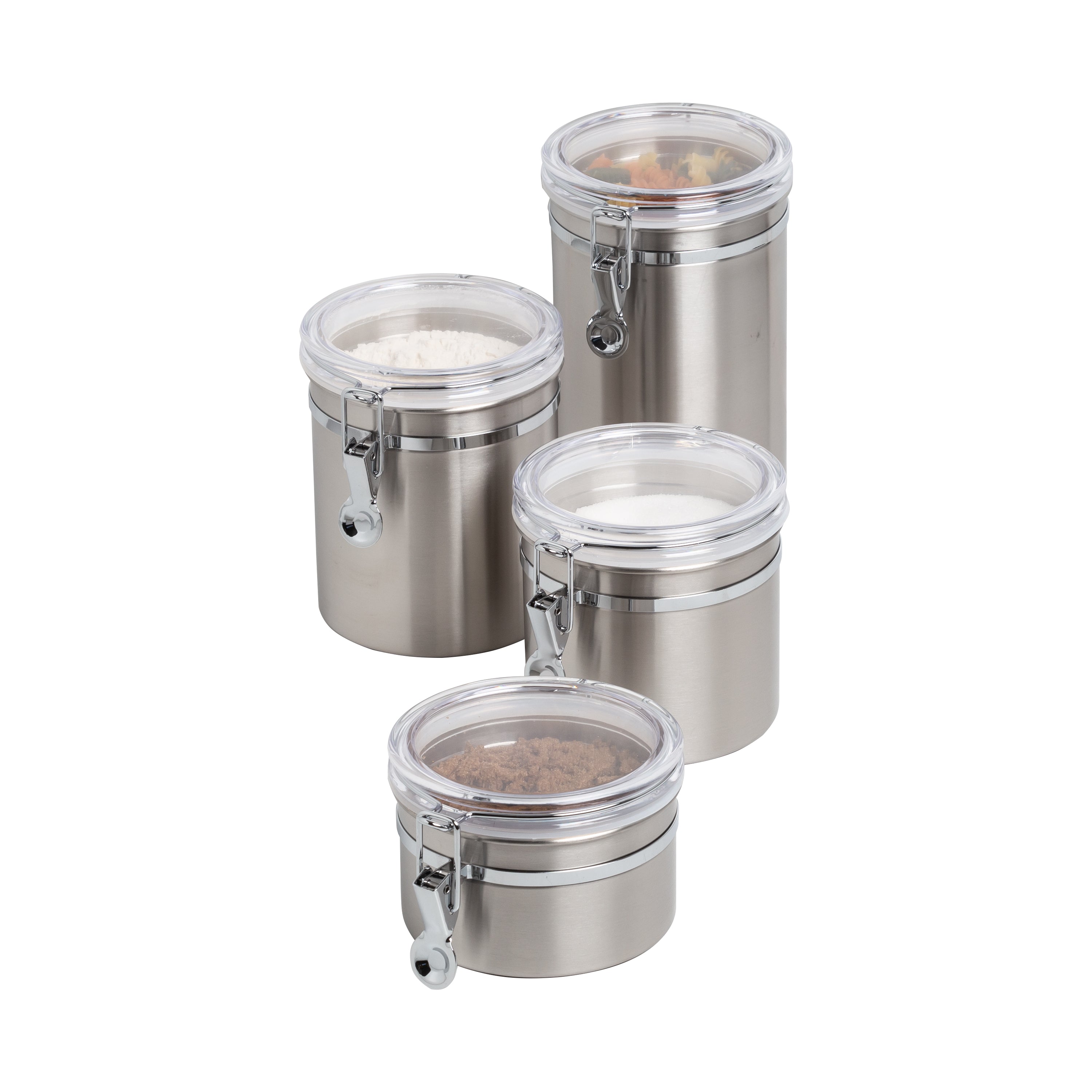 Quality 4pc Stainless Steel Canister Set for Kitchen Counter with Glass  Window & Airtight Lids, Food Storage Containers, Pantry Storage &  Organization Set for C…