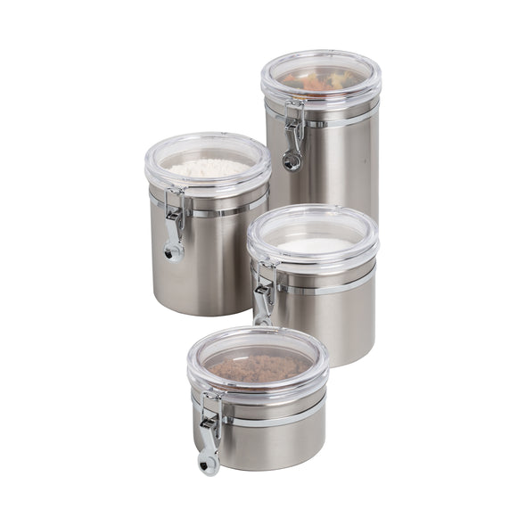 Clear/Stainless Steel Canisters (4-Piece Set)