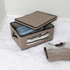 Gray Fabric Closet Storage Box with Lid, Clear-View Window and Removable Dividers