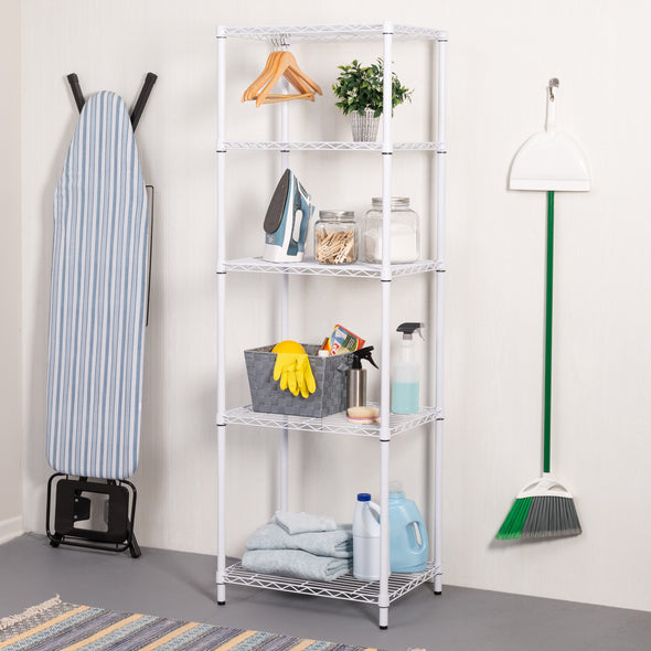 Adjustable shelf heights provide configuration versatility