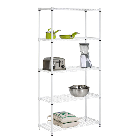 White 5-Tier Heavy-Duty Shelving Unit With 350-lb Shelf Capacity