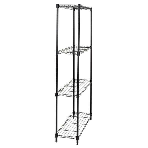 Black 4-Tier Slim Profile Shelving Unit