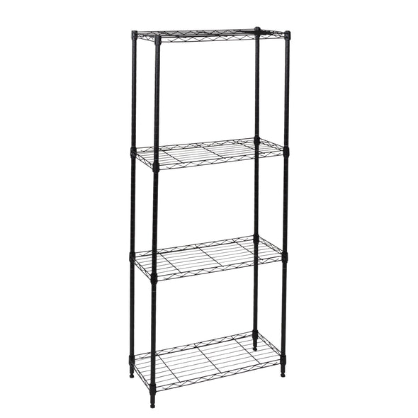 Black 4-Tier Slim Profile Shelving Unit