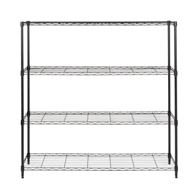 Black 4-Tier Slim Profile Wide Shelving Unit