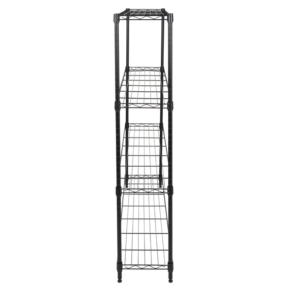 Black 4-Tier Slim Profile Wide Shelving Unit