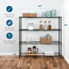 Black 4-Tier Slim Profile Wide Shelving Unit