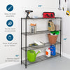 Black 4-Tier Slim Profile Wide Shelving Unit