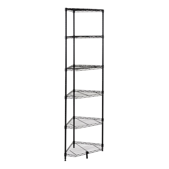 Triangular Storage Unit Black 6-Tier Compact Triangle Corner Shelving Unit