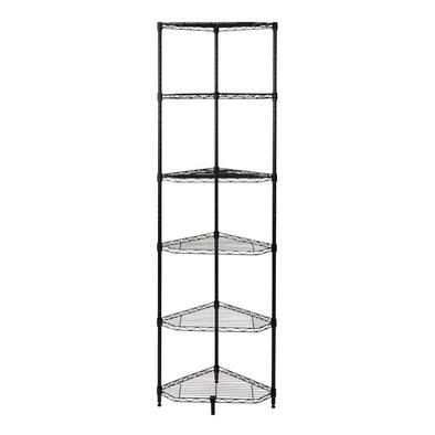 Black 6-Tier Compact Triangle Corner Shelving Unit