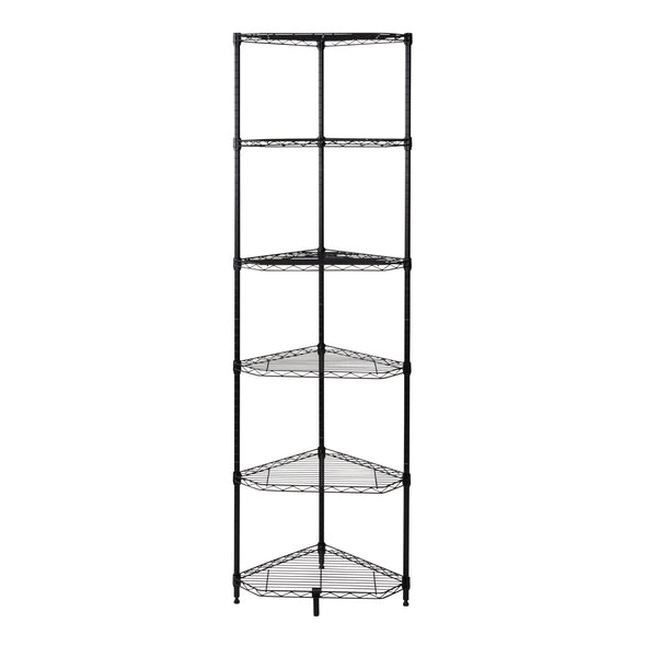 Black 6-Tier Compact Triangle Corner Shelving Unit