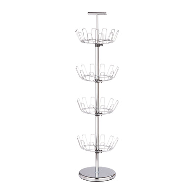 Chrome 24-Pair 4-Tier Revolving Shoe Tree