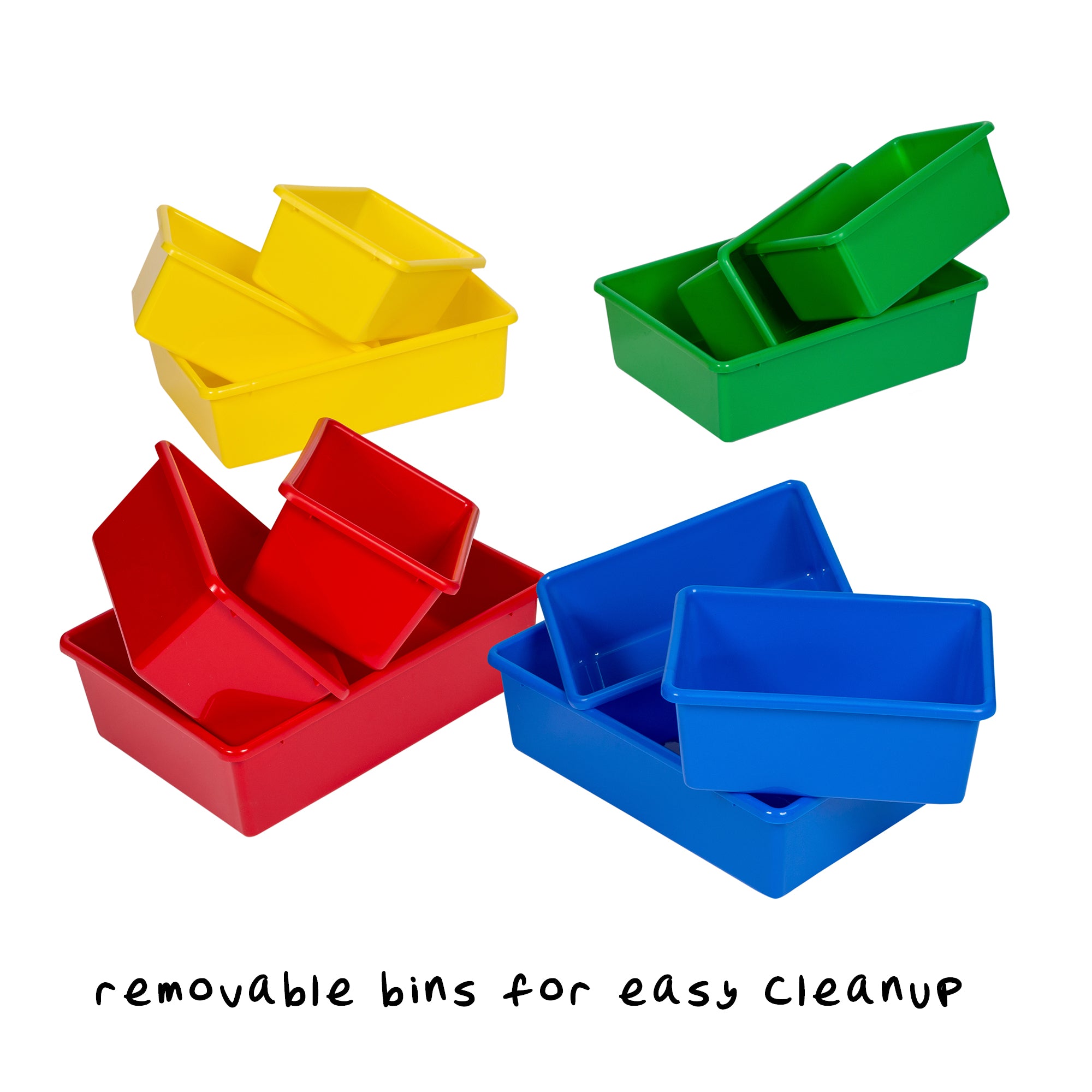 Basics Kids Toy Storage Organizer With 12 Plastic Bins, Natural Wood  With Bright Bins, 10.9 D x 33.6 W x 31.1 H