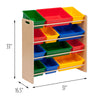 Natural/Primary Colors 12-Bin Kids Toy Storage Organizer