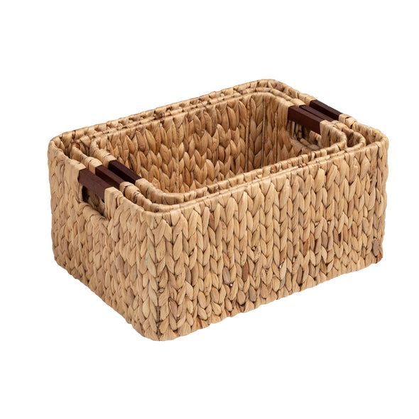 Natural Water Hyacinth Nesting Storage Baskets (3-Piece Set)