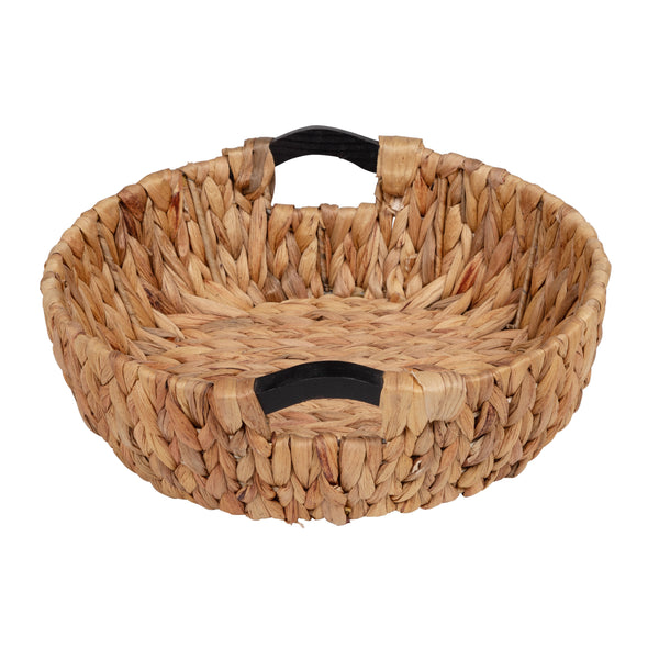 Natural Water Hyacinth Nesting Baskets with Wood Handles (Set of 3)