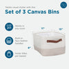 White/Beige 3-Pack Decorative Canvas Storage Bins with Handles