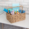 Natural Wicker Multi-Use 3-Compartment Basket Caddy with Handle