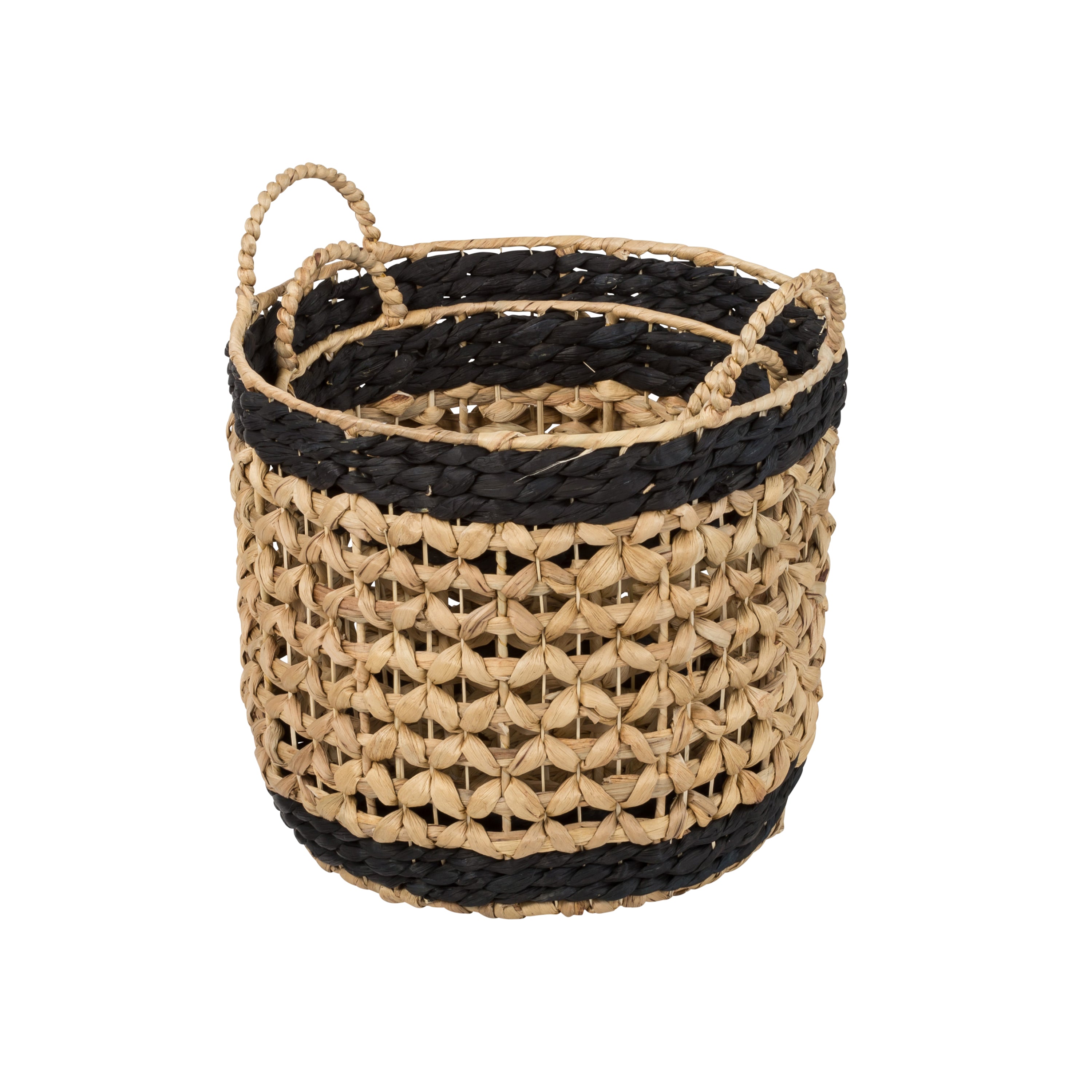 Honey-Can-Do Set of 2 Round Nesting Baskets, Natural/Black ,Natural