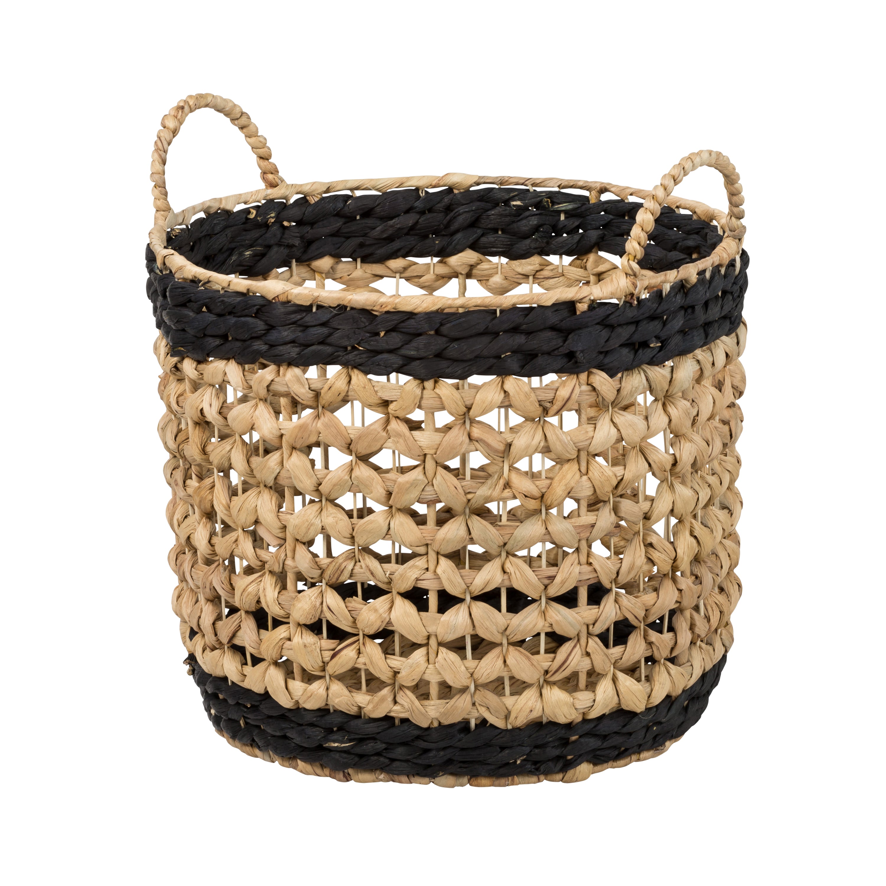 Honey-Can-Do Set of 2 Round Nesting Baskets, Natural/Black ,Natural
