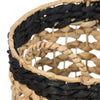 Natural/Black Round Decorative Wicker Baskets with Handles (Set of 2)