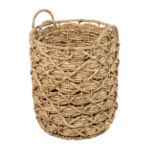 Natural Round Decorative Wicker Baskets with Handles (Set of 2)