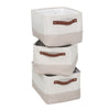 White/Beige 3-Pack Decorative Canvas Storage Bins with Handles