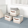 White/Beige 3-Pack Decorative Canvas Storage Bins with Handles