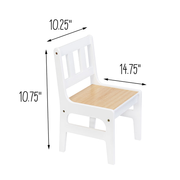 White/Natural Kids Table and Chairs (3-Piece Set)