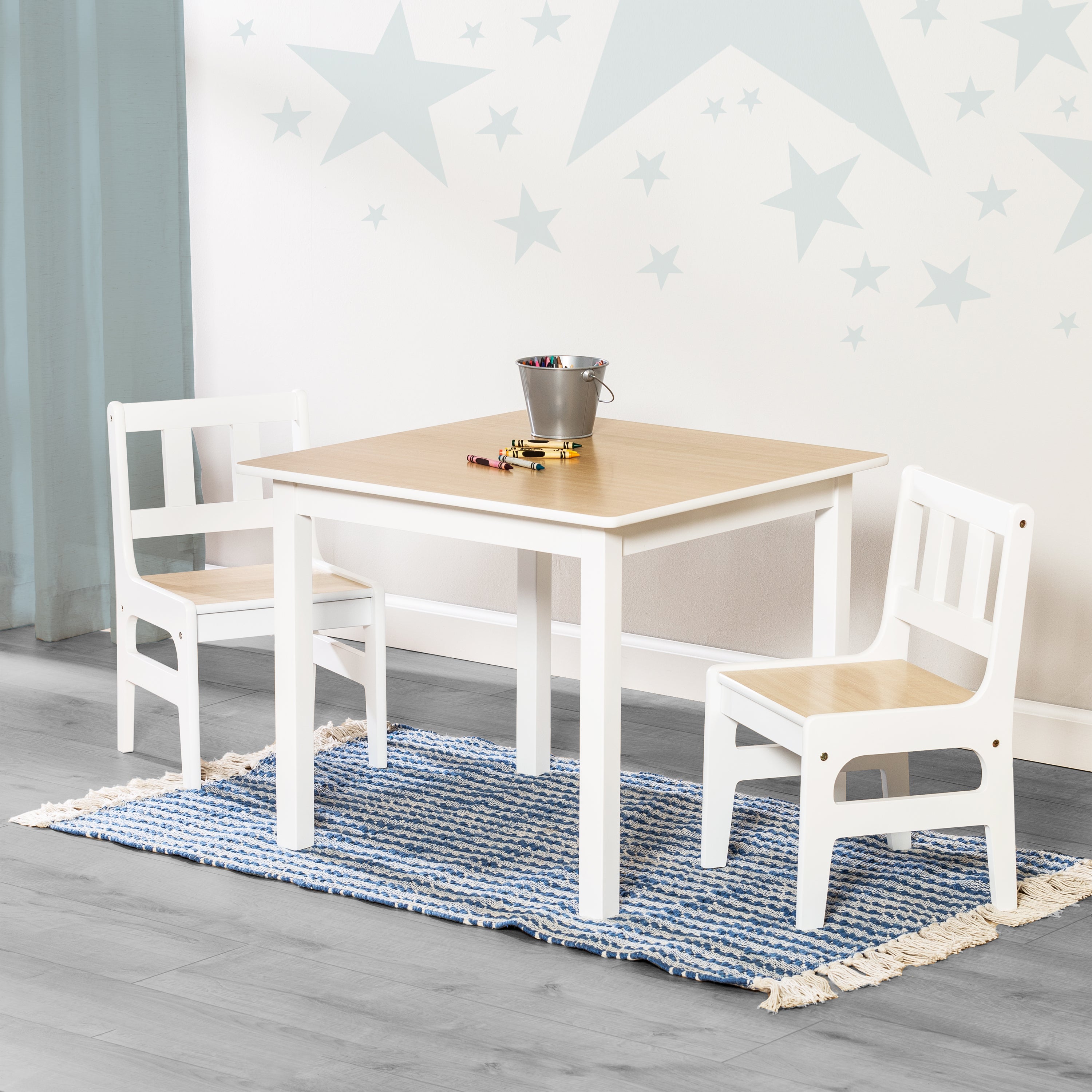 White Natural Kids Table And Chairs 3 Piece Set white-natural-kids-table-and-chairs-3-piece-set