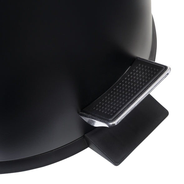 Coated steel foot pedal provides hands-free operation