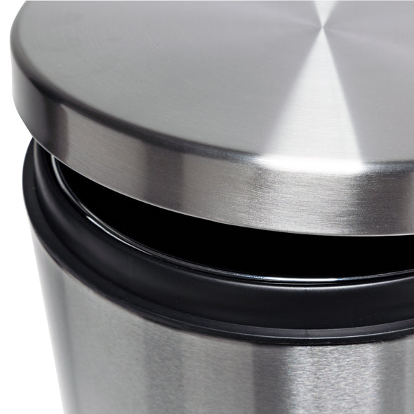 Silver 30L Round Stainless Steel Step Trash Can