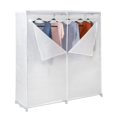 White 64-Inch Wide Portable Storage Closet with Cover