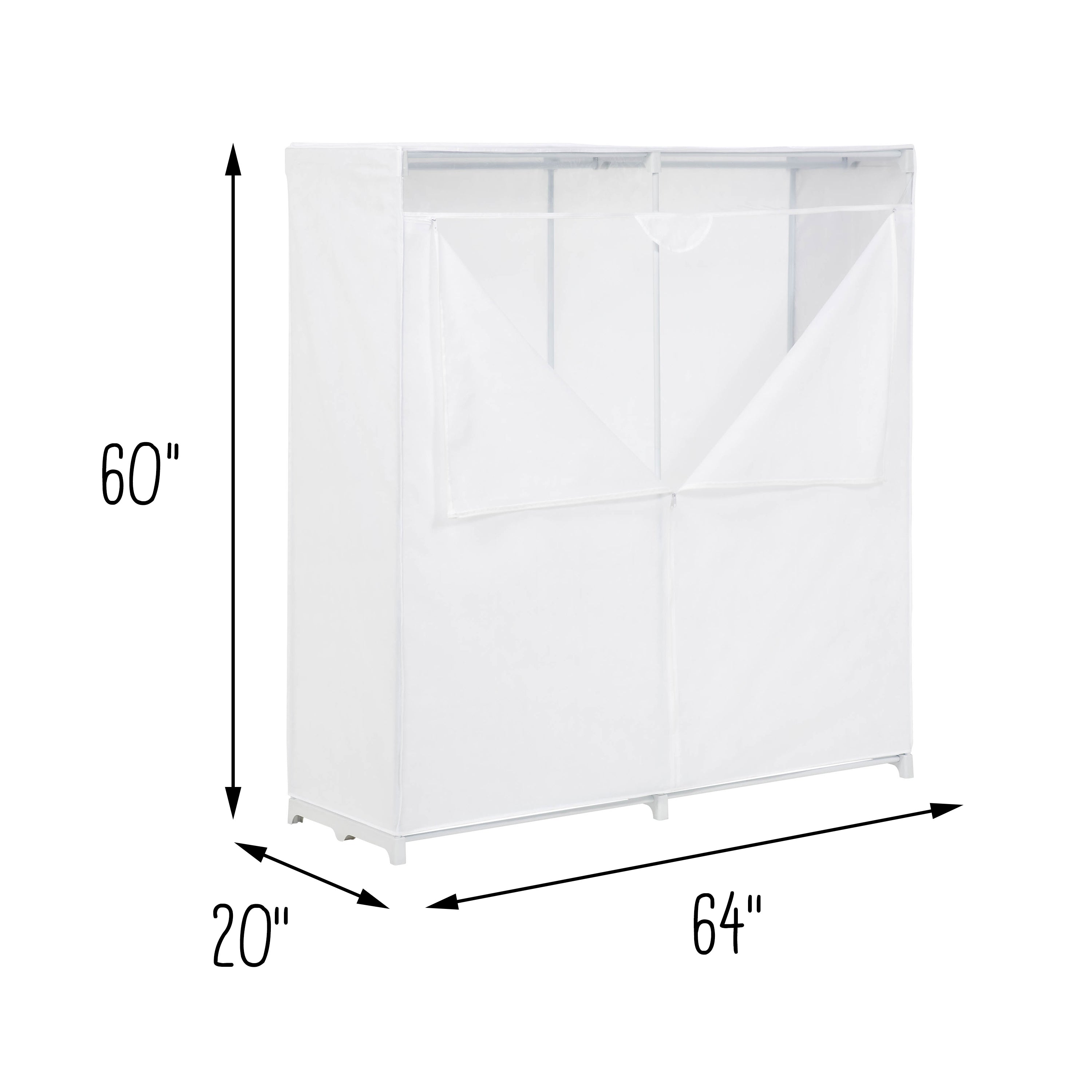 White 64-Inch Wide Portable Storage Closet with Cover