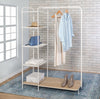 White/Ash Freestanding Metal Clothing Rack with 4 Shelves