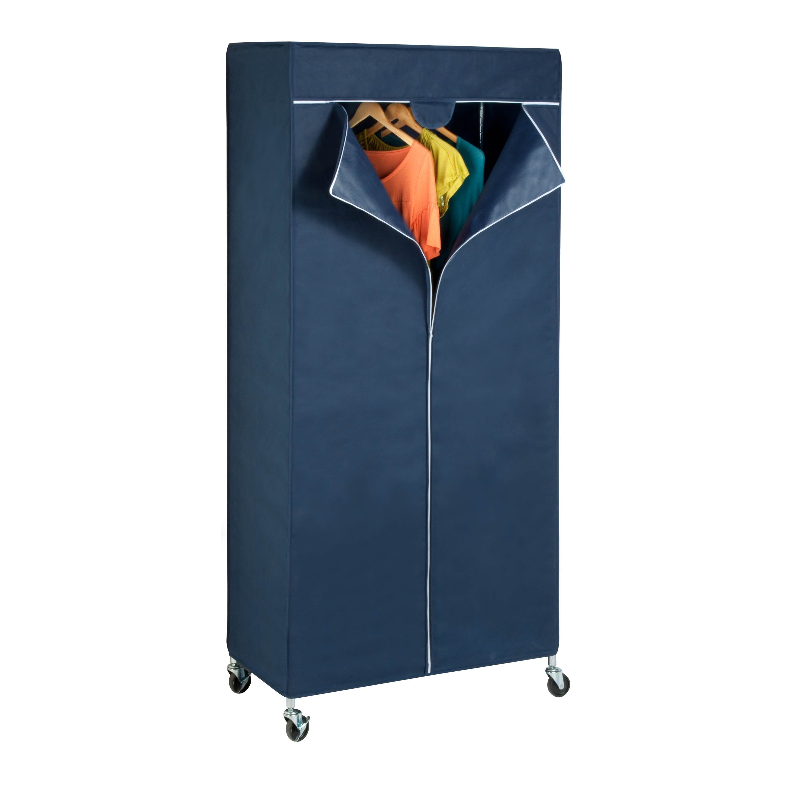 Navy White Garment Rack Cover