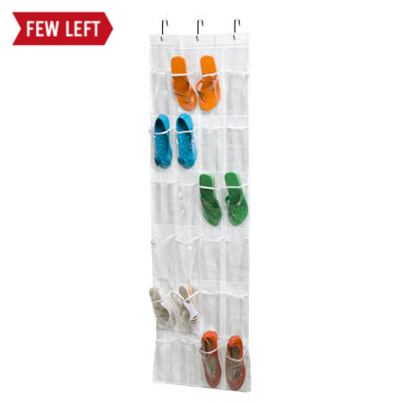 Pocket Over The Door Shoe Caddy Clear/White 24-Pocket Over-The