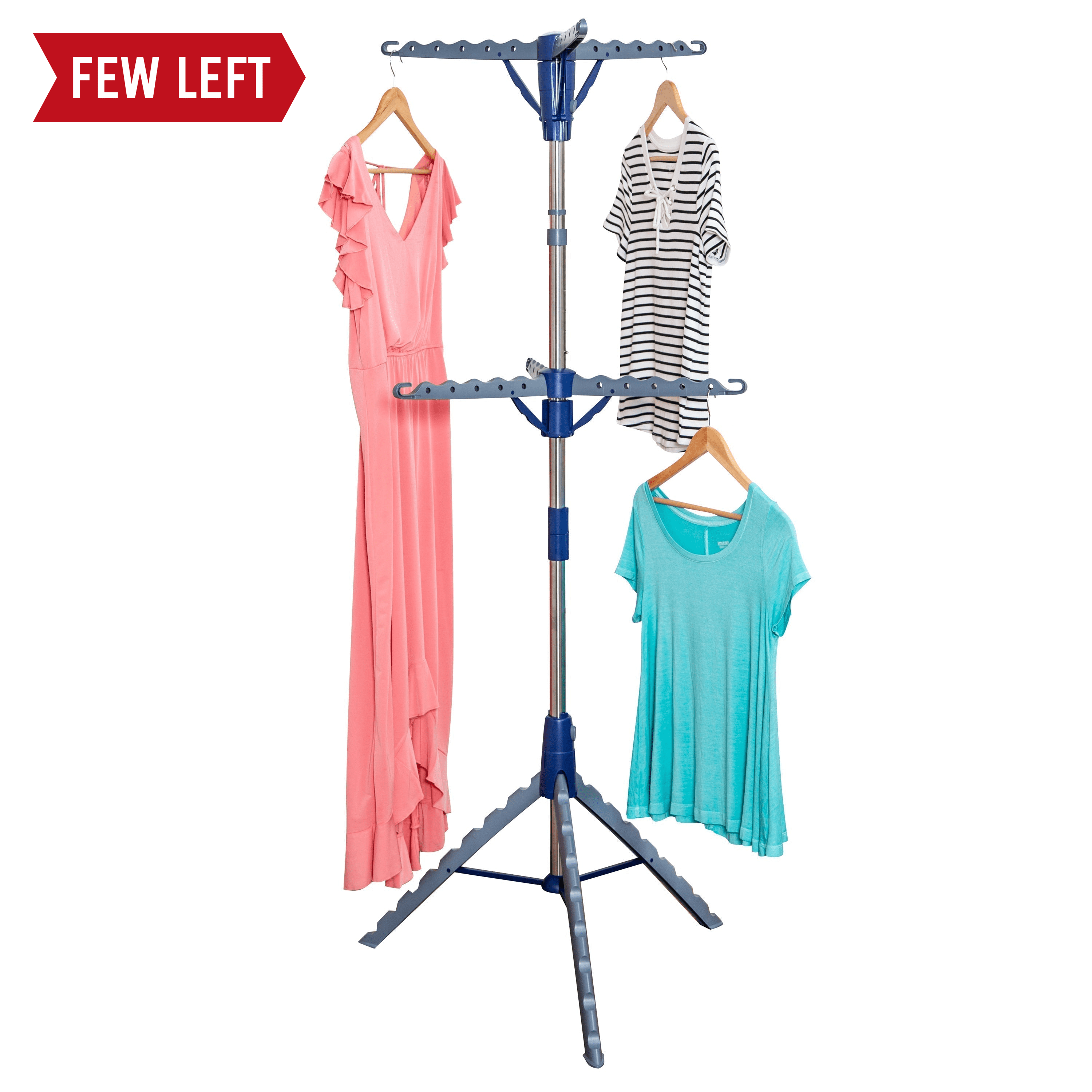 Blue Silver 2 Tier Folding Tripod Clothes Drying Rack