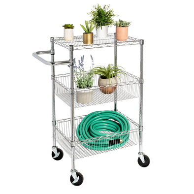 This rolling cart is perfect for tools and other heavy-duty items that need a place to land