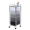Gray 10-Drawer Rolling Storage Cart