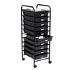 Offers 10 same-size drawers for multi-purpose storage