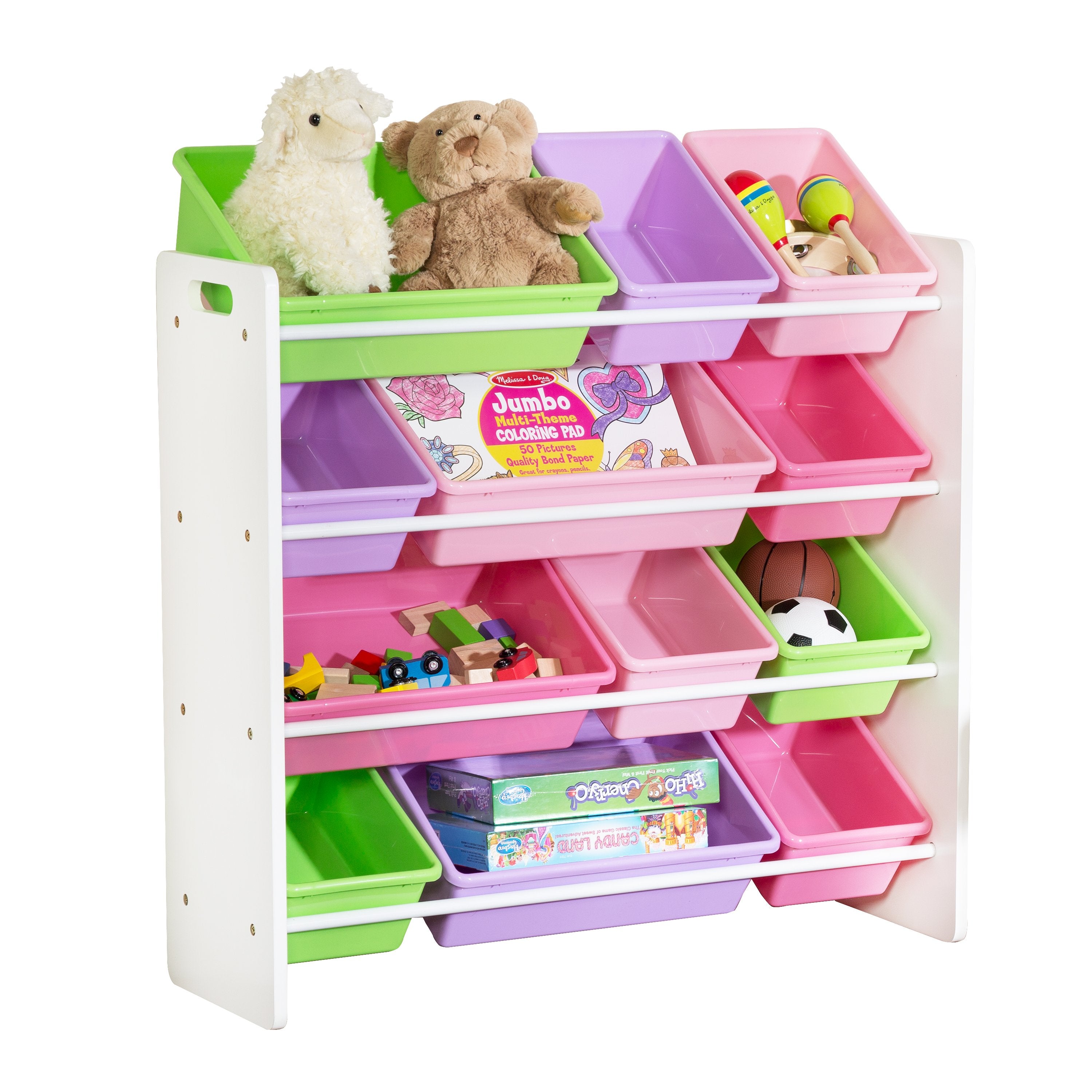 White/Multi 12-Bin Kids Toy Storage Organizer