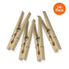 Natural Wood Spring-Loaded Clothespins (24-Pack)