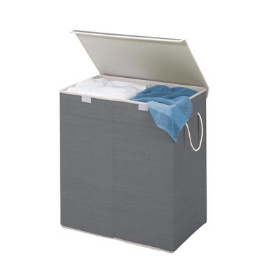 Gray Resin Large Dual Laundry Hamper with Lid
