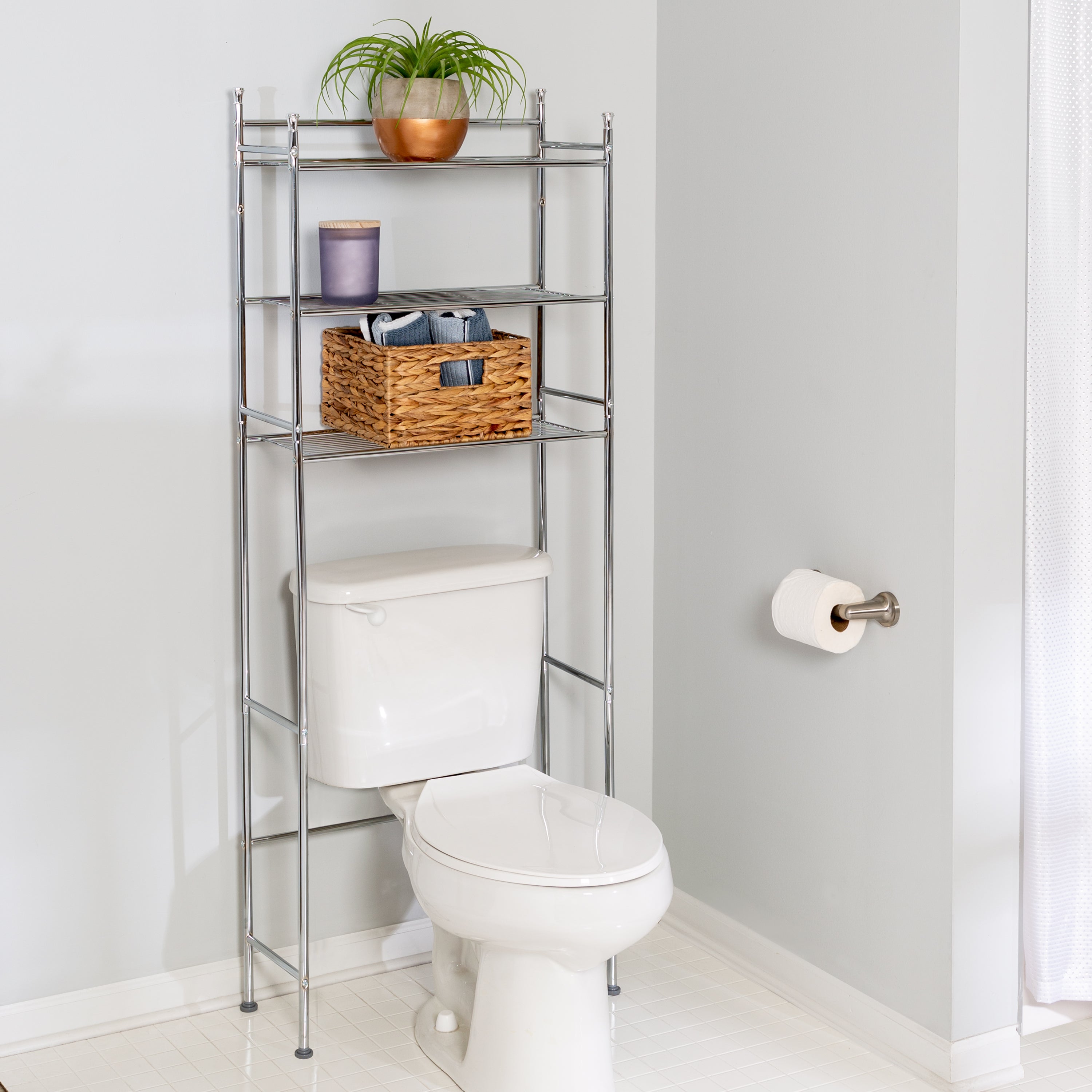 Honey Can Do 3-Tier Over The Toilet Space Saver, Chrome