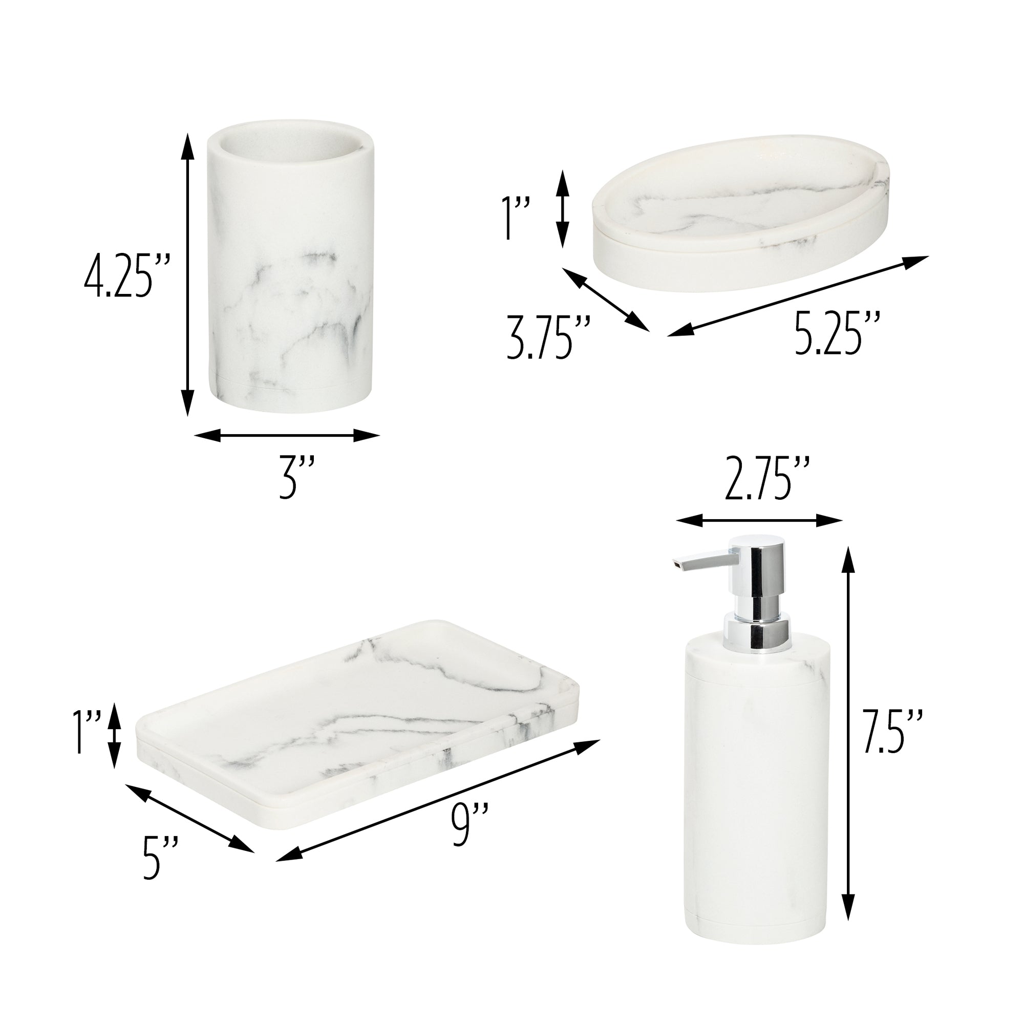 Marble Bathroom Kitche Sinks Soap Dispenser Tray Set For Home Pack