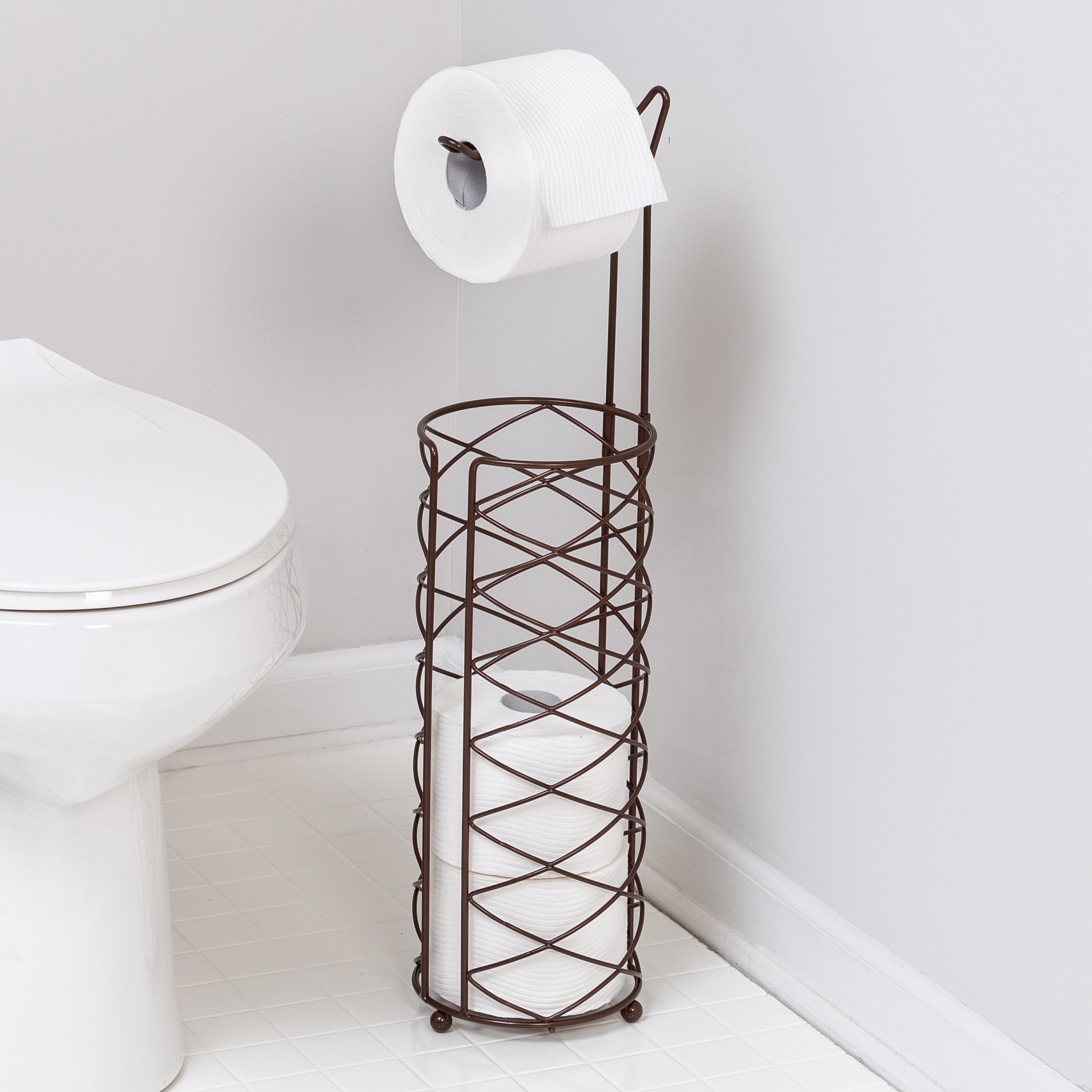 At Home Grey Metal Toilet Paper Holder & Storage